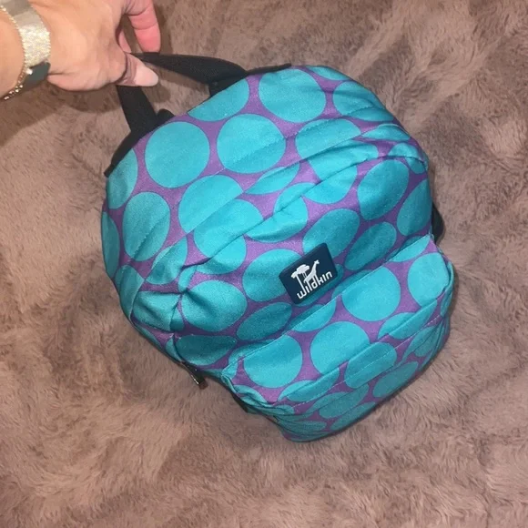 Wildkin purple turquoise blue polka dot backpack 🎒school bookbag zipper pockets - Picture 7 of 11